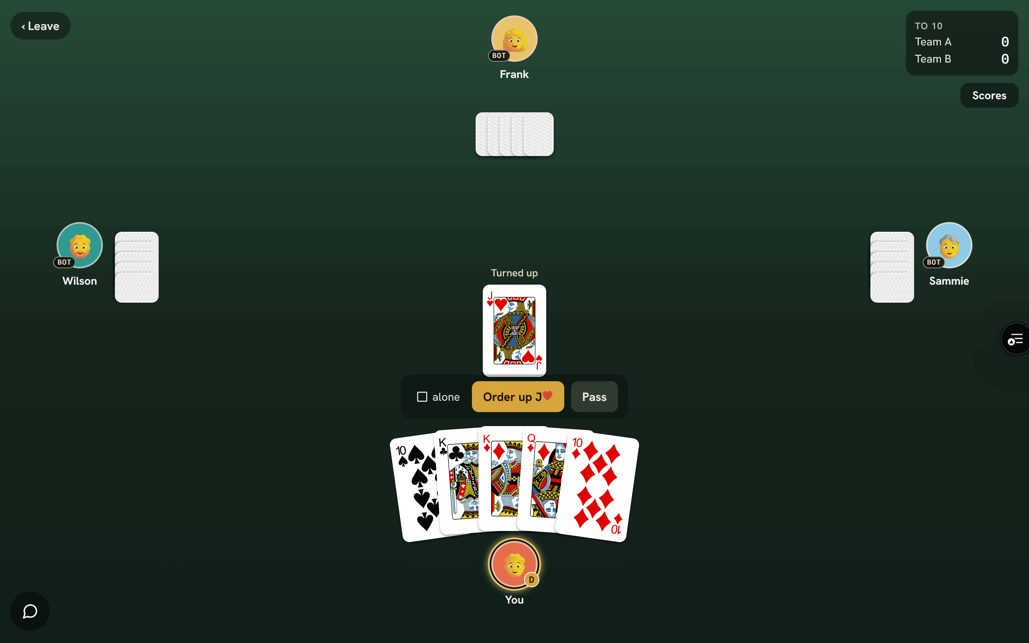 House Rules Cards running in a browser